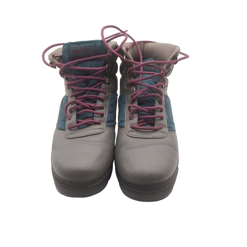 Merrell Vintage Hiking Boots Mens 10.5 Grey Teal Purple Thinsulate Air Cushion